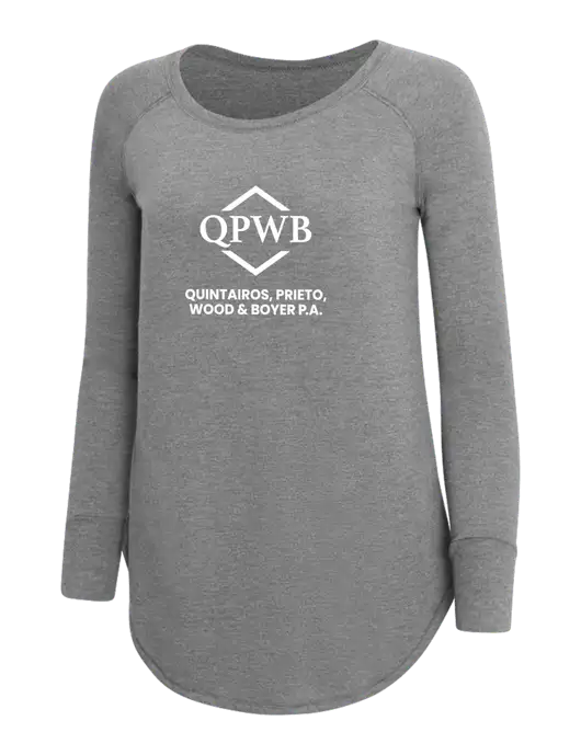 Womens Perfect Wide Collar Tunic Tri-Blend Grey Frost 4.5 oz T-Shirt w/QPWB Logo