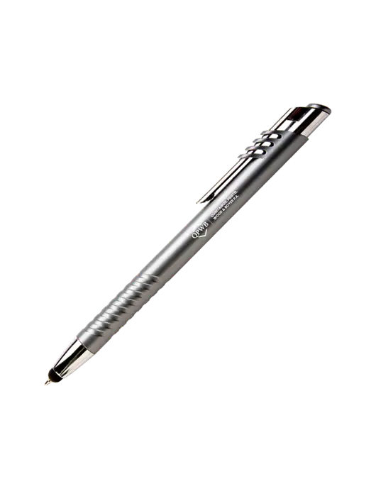 Schirhart Grey Stylus Pen - Blue Ink w/QPWB Logo