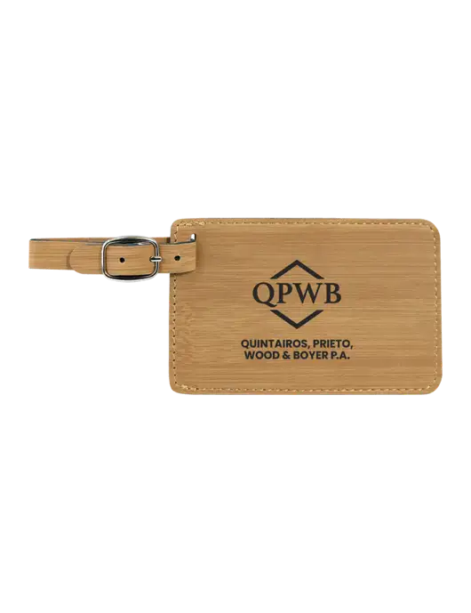 Bamboo Leatherette Luggage Tag w/QPWB Logo