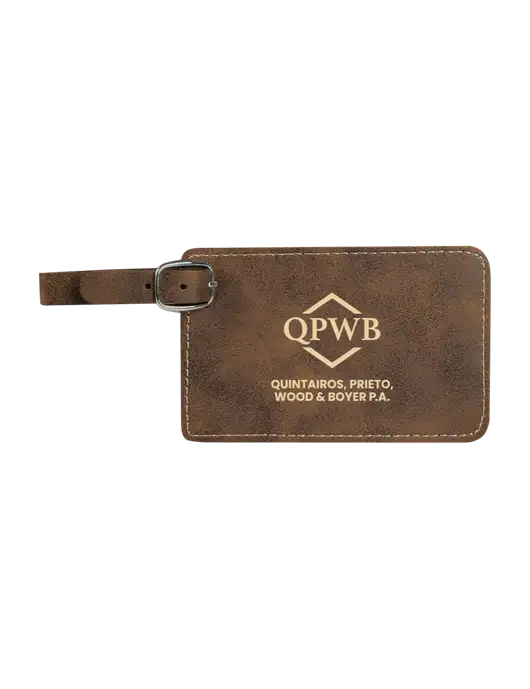 Rustic Leatherette Luggage Tag w/QPWB Logo