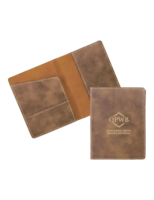 Rustic Leatherette Passport Holder w/QPWB Logo
