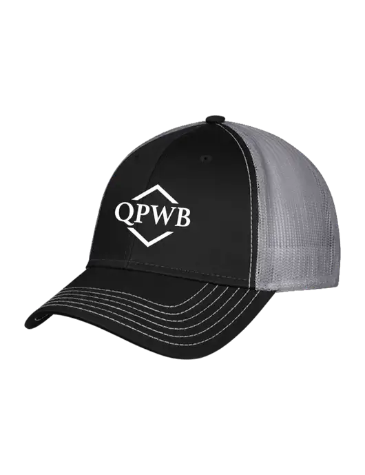 Black & Grey Mesh Trucker Cap Snap Back w/QPWB Logo