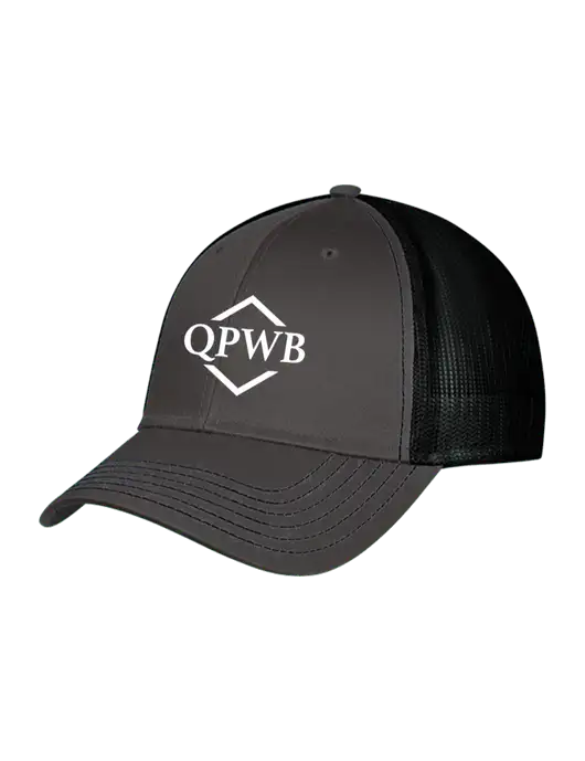 Charcoal & Black Mesh Trucker Cap Snap Back w/QPWB Logo