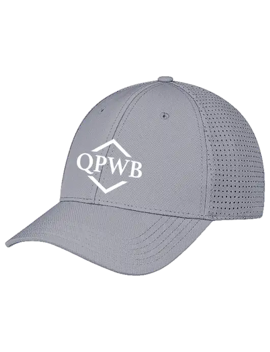 Grey Performance Stretchable Cap Hook & Loop w/QPWB Logo