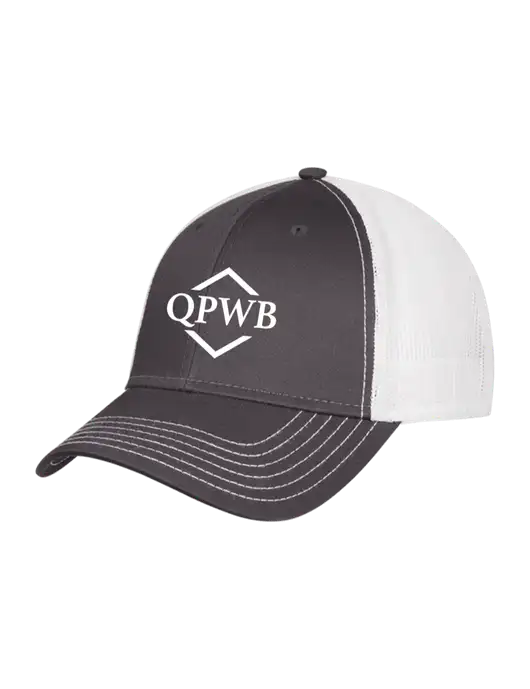 Dark Grey/White Mesh Trucker Cap Snap Back w/QPWB Logo