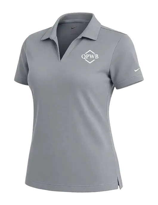 NIKE Medium Grey Womens Dri-Fit Micro Pique Polo w/QPWB Logo
