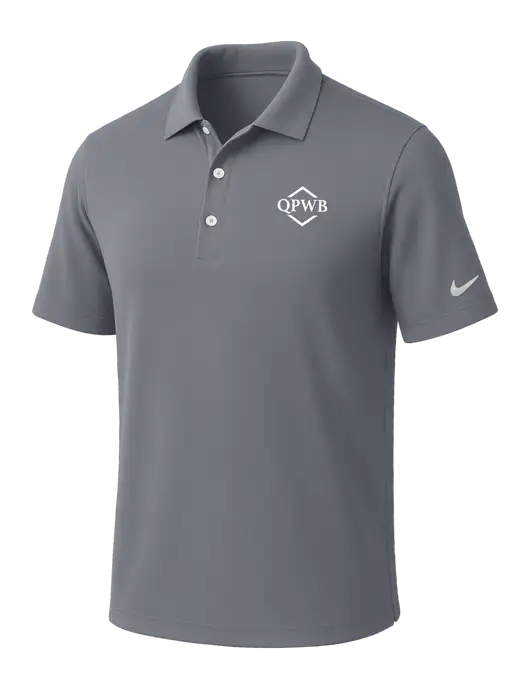 NIKE Medium Grey Dri-Fit Micro Pique Polo w/QPWB Logo