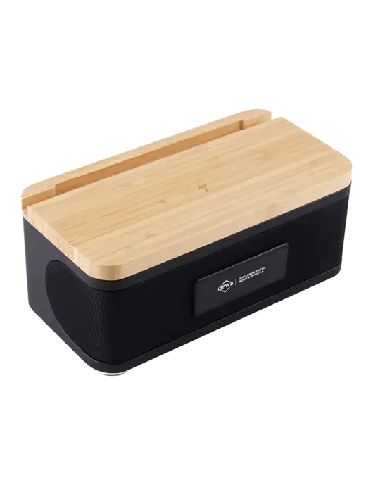Bamblock Bamboo/Black Speaker & Charger w/QPWB Logo