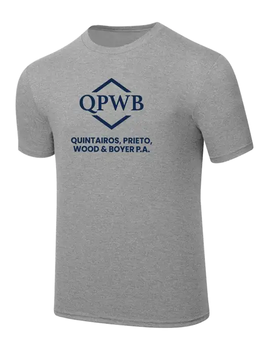 Simply Soft Heathered Light Grey 4.5oz  Poly/Combed Ring Spun Cotton T-Shirt w/QPWB Logo