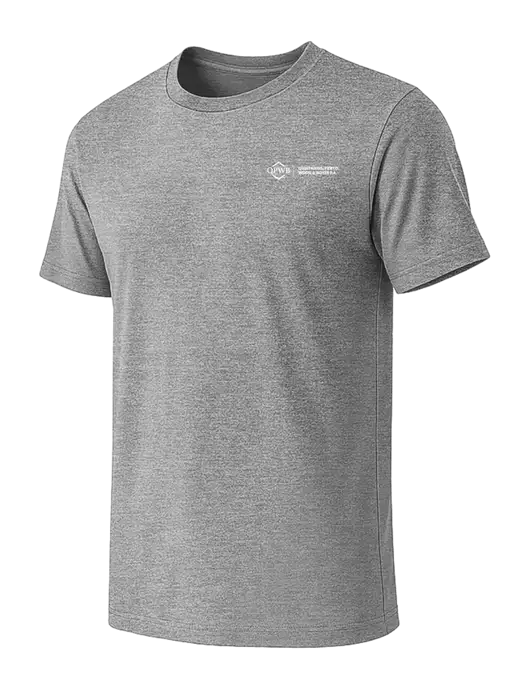 BELLA+CANVAS Heather Grey CVC Short Sleeve Tee w/QPWB Logo