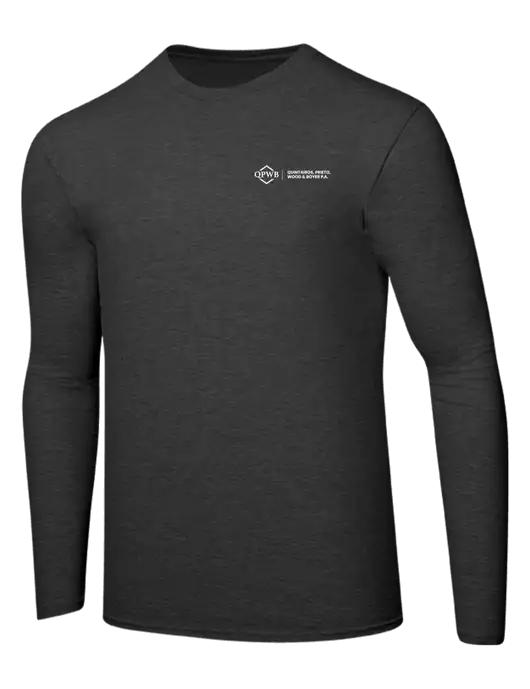 Ring Spun Dark Heather Grey 4.5 oz Long Sleeve T-Shirt w/QPWB Logo