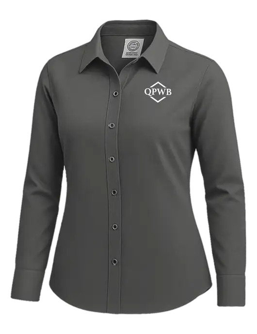Brooks Brothers Womens Dark Grey Wrinkle-Free Stretch Nailhead Shirt w/QPWB Logo