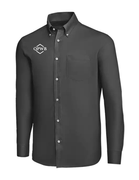 Brooks Brothers Dark Grey Wrinkle-Free Stretch Nailhead Shirt w/QPWB Logo