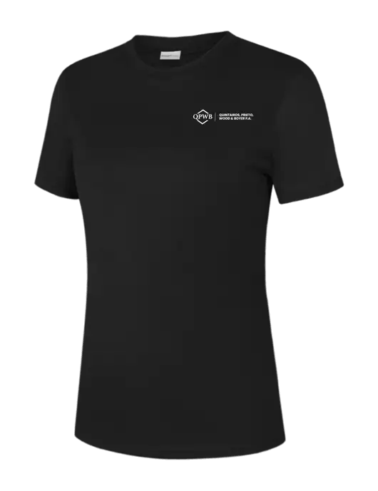  Womens Black PosiCharge Competitor Tee w/QPWB Logo