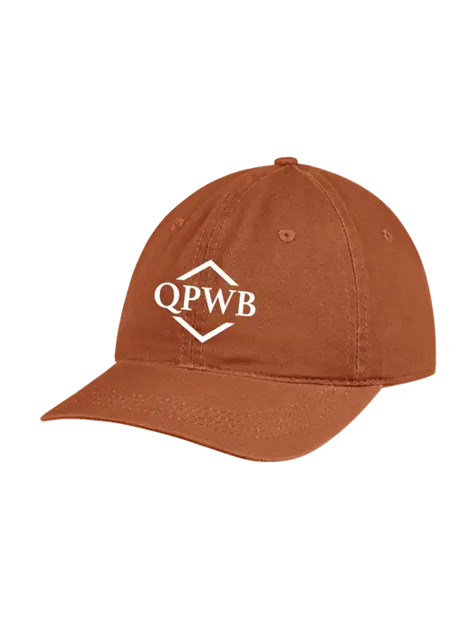 Garment Washed Unstructured Twill Burnt Orange Cap w/QPWB Logo