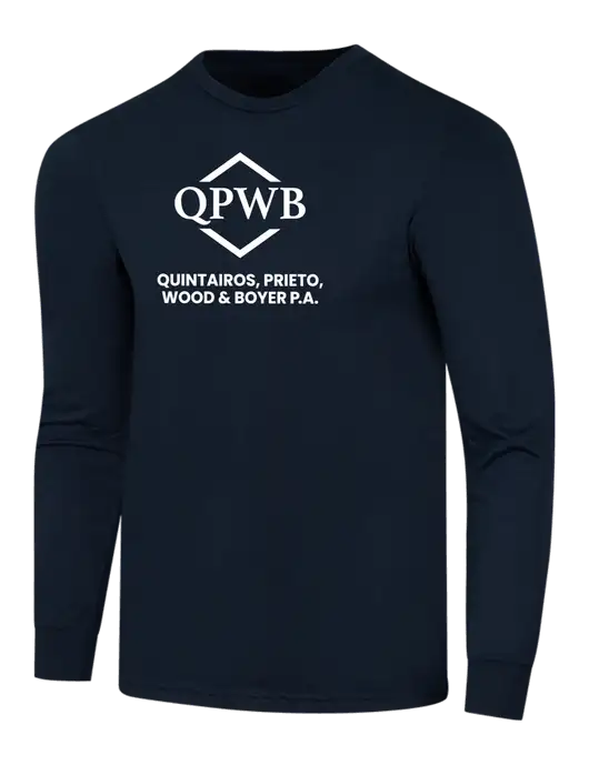 Simply Soft Long Sleeve Navy 4.5 oz, Poly/Combed Ring Spun Cotton T-Shirt w/QPWB Logo