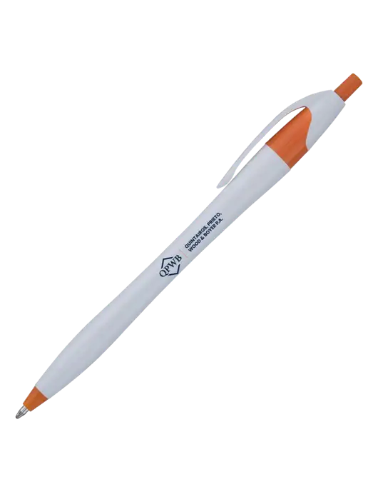 Novella Orange/White Splash Pen - Blue Ink w/QPWB Logo