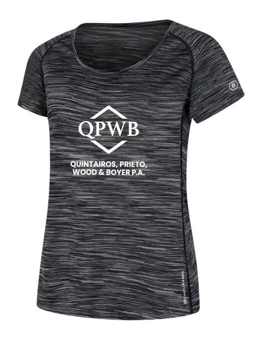OGIO Womens Black Space Dye Verge Scoop Neck w/QPWB Logo