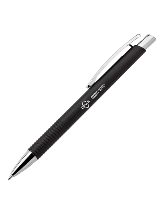 Malay Black Ballpoint Pen - Blue Ink w/QPWB Logo