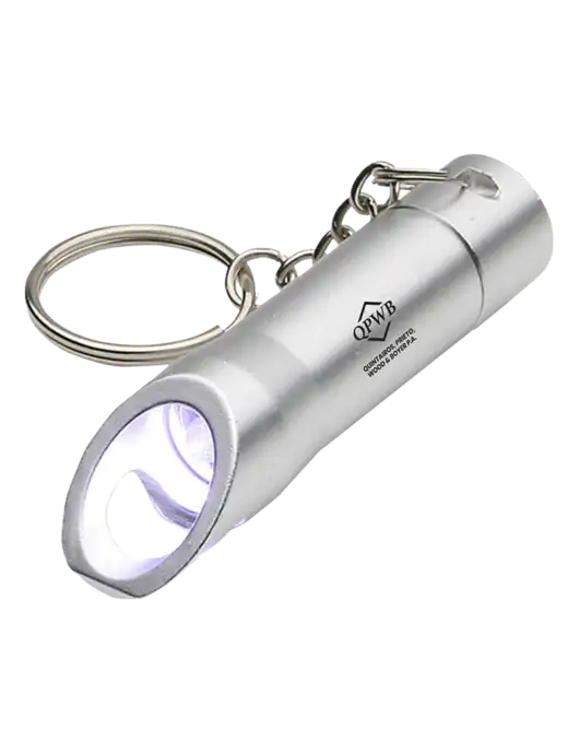 Silver Pocket LED Flashlight with Bottle Opener & Keychain w/QPWB Logo