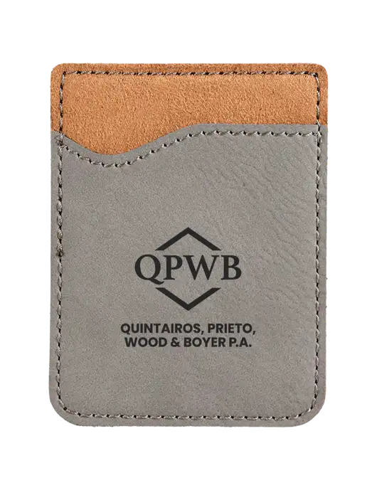 Grey Laserable Leatherette Phone Wallet w/QPWB Logo