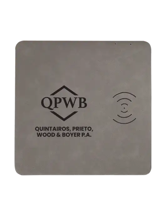 Grey Laserable Leatherette Phone Charging Mat w/QPWB Logo