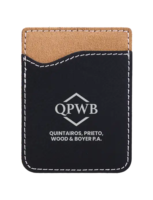 Black Laserable Leatherette Phone Wallet w/QPWB Logo
