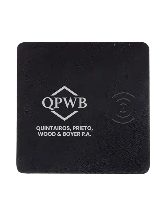 Black Laserable Leatherette Phone Charging Mat w/QPWB Logo