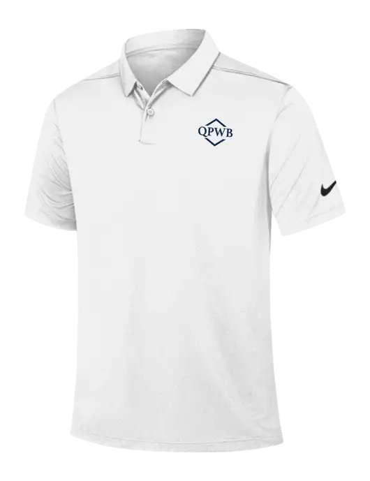 Nike White Dry Essential Solid Polo w/QPWB Logo