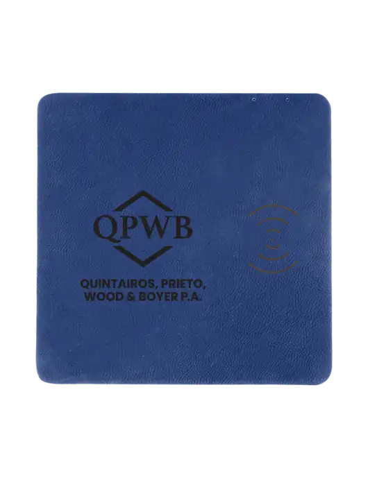Light Navy Blue Laserable Leatherette Phone Charging Mat w/QPWB Logo