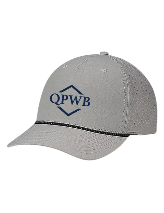 Richardson Laser Perf Performance Light Grey/Black-Grey Rope Cap w/QPWB Logo