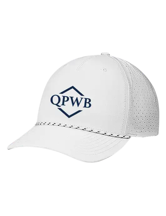 Richardson Laser Perf Performance White/White-Black Rope Cap w/QPWB Logo
