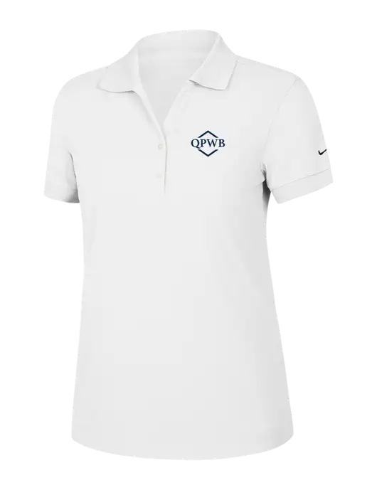Nike Womens Dri-FIT Classic White Polo w/QPWB Logo