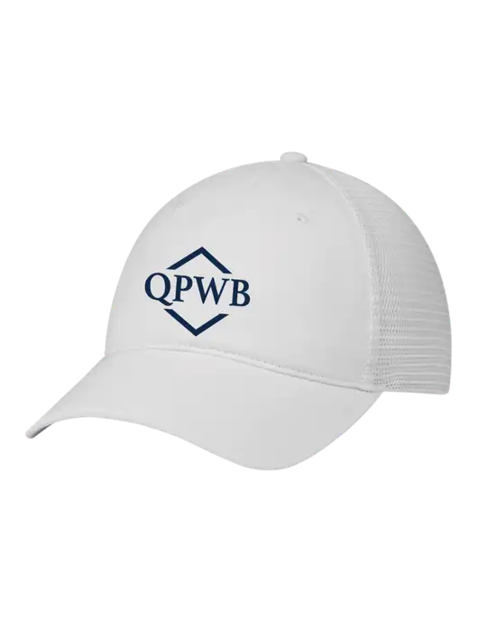 Richardson 111 Garment Washed Trucker Cap White w/White Mesh w/QPWB Logo