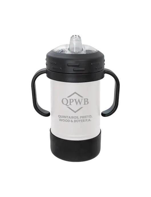 Polar Camel 10 oz Powder Coated White Sippy Cup w/QPWB Logo