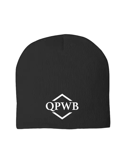 Solid Black Element Knit Beanie w/QPWB Logo