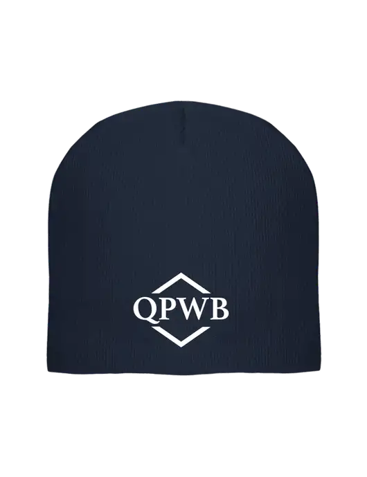 Solid Navy Element Knit Beanie w/QPWB Logo
