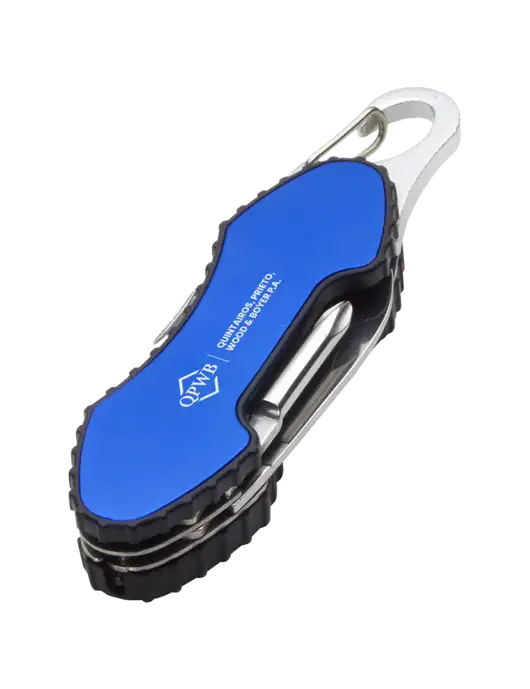 Blue 6 in 1 Tool with Carabiner w/QPWB Logo