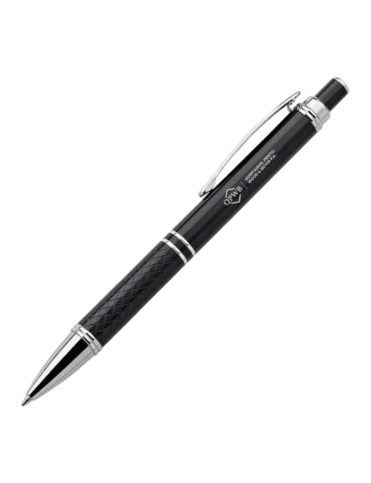 Black Stellar Scribe Pen - Black Ink w/QPWB Logo